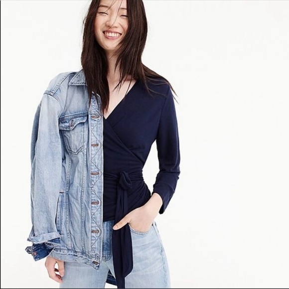 NWT J. Crew Olive Green Wrap Top - Picture 5 of 8